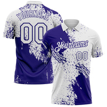 Laden Sie das Bild in den Galerie-Viewer, Custom White-Dark Purple Distressed Scratch Brush Stroke Performance Polo Shirt