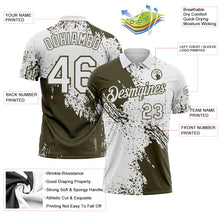 Load image into Gallery viewer, Custom White-Olive Distressed Scratch Brush Stroke Performance Polo Shirt