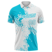 Load image into Gallery viewer, Custom White-Lakes Blue Distressed Scratch Brush Stroke Performance Polo Shirt