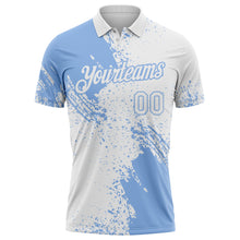 Load image into Gallery viewer, Custom White-Light Blue Distressed Scratch Brush Stroke Performance Polo Shirt