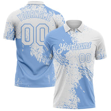 Load image into Gallery viewer, Custom White-Light Blue Distressed Scratch Brush Stroke Performance Polo Shirt