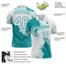 Load image into Gallery viewer, Custom White-Teal Distressed Scratch Brush Stroke Performance Polo Shirt