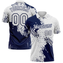 Load image into Gallery viewer, Custom White-Navy Distressed Scratch Brush Stroke Performance Polo Shirt