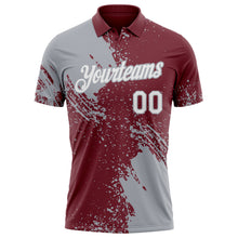 Load image into Gallery viewer, Custom Burgundy White-Gray Distressed Scratch Brush Stroke Performance Polo Shirt