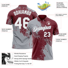 Load image into Gallery viewer, Custom Burgundy White-Gray Distressed Scratch Brush Stroke Performance Polo Shirt