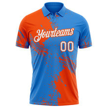 Load image into Gallery viewer, Custom Powder Blue White-Orange Distressed Scratch Brush Stroke Performance Polo Shirt