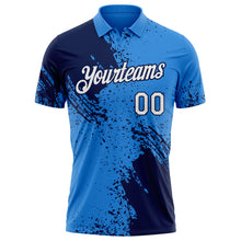 Load image into Gallery viewer, Custom Powder Blue White-Navy Distressed Scratch Brush Stroke Performance Polo Shirt