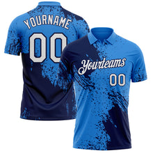Load image into Gallery viewer, Custom Powder Blue White-Navy Distressed Scratch Brush Stroke Performance Polo Shirt