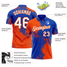 Load image into Gallery viewer, Custom Thunder Blue White-Orange Distressed Scratch Brush Stroke Performance Polo Shirt