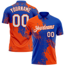Load image into Gallery viewer, Custom Thunder Blue White-Orange Distressed Scratch Brush Stroke Performance Polo Shirt