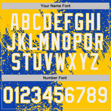 Load image into Gallery viewer, Custom Thunder Blue White-Yellow Distressed Scratch Brush Stroke Performance Polo Shirt