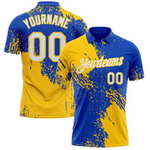 Load image into Gallery viewer, Custom Thunder Blue White-Yellow Distressed Scratch Brush Stroke Performance Polo Shirt