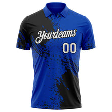 Load image into Gallery viewer, Custom Thunder Blue White-Black Distressed Scratch Brush Stroke Performance Polo Shirt