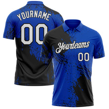 Load image into Gallery viewer, Custom Thunder Blue White-Black Distressed Scratch Brush Stroke Performance Polo Shirt