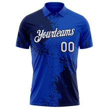 Laden Sie das Bild in den Galerie-Viewer, Custom Thunder Blue White-Navy Distressed Scratch Brush Stroke Performance Polo Shirt