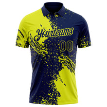 Load image into Gallery viewer, Custom Navy-Neon Yellow Distressed Scratch Brush Stroke Performance Polo Shirt