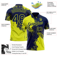 Load image into Gallery viewer, Custom Navy-Neon Yellow Distressed Scratch Brush Stroke Performance Polo Shirt