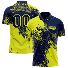 Load image into Gallery viewer, Custom Navy-Neon Yellow Distressed Scratch Brush Stroke Performance Polo Shirt