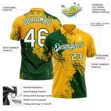 Load image into Gallery viewer, Custom Gold White-Green Distressed Scratch Brush Stroke Performance Polo Shirt