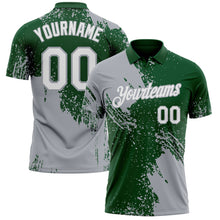 Load image into Gallery viewer, Custom Green White-Gray Distressed Scratch Brush Stroke Performance Polo Shirt