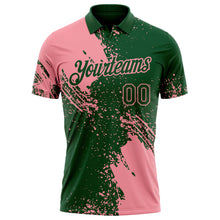 Load image into Gallery viewer, Custom Green-Medium Pink Distressed Scratch Brush Stroke Performance Polo Shirt