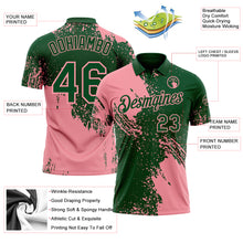 Load image into Gallery viewer, Custom Green-Medium Pink Distressed Scratch Brush Stroke Performance Polo Shirt