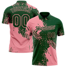 Load image into Gallery viewer, Custom Green-Medium Pink Distressed Scratch Brush Stroke Performance Polo Shirt