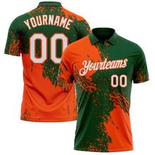 Load image into Gallery viewer, Custom Green White-Orange Distressed Scratch Brush Stroke Performance Polo Shirt