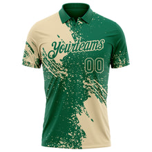 Laden Sie das Bild in den Galerie-Viewer, Custom Kelly Green-Cream Distressed Scratch Brush Stroke Performance Polo Shirt