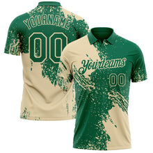 Laden Sie das Bild in den Galerie-Viewer, Custom Kelly Green-Cream Distressed Scratch Brush Stroke Performance Polo Shirt