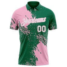 Charger l'image dans la galerie, Custom Kelly Green White-Light Pink Distressed Scratch Brush Stroke Performance Polo Shirt