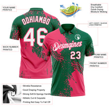 Charger l'image dans la galerie, Custom Kelly Green White-Neon Pink Distressed Scratch Brush Stroke Performance Polo Shirt