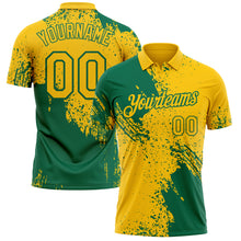 Load image into Gallery viewer, Custom Yellow-Kelly Green Distressed Scratch Brush Stroke Performance Polo Shirt