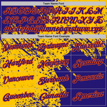 Laden Sie das Bild in den Galerie-Viewer, Custom Yellow Dark Purple-Orange Distressed Scratch Brush Stroke Performance Polo Shirt