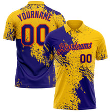 Laden Sie das Bild in den Galerie-Viewer, Custom Yellow Dark Purple-Orange Distressed Scratch Brush Stroke Performance Polo Shirt