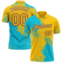 Laden Sie das Bild in den Galerie-Viewer, Custom Yellow Lakes Blue-Purple Distressed Scratch Brush Stroke Performance Polo Shirt