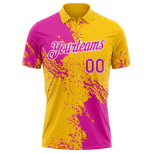 Load image into Gallery viewer, Custom Yellow Deep Pink-White Distressed Scratch Brush Stroke Performance Polo Shirt