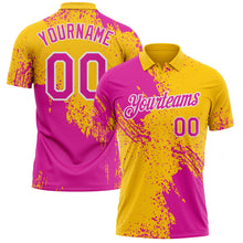 Load image into Gallery viewer, Custom Yellow Deep Pink-White Distressed Scratch Brush Stroke Performance Polo Shirt