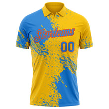 Laden Sie das Bild in den Galerie-Viewer, Custom Yellow Powder Blue-Orange Distressed Scratch Brush Stroke Performance Polo Shirt