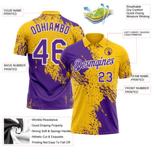 Charger l'image dans la galerie, Custom Yellow Purple-White Distressed Scratch Brush Stroke Performance Polo Shirt