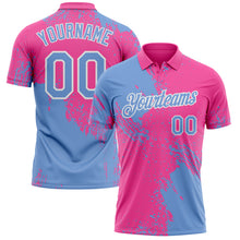 Load image into Gallery viewer, Custom Pink Light Blue-White Distressed Scratch Brush Stroke Performance Polo Shirt
