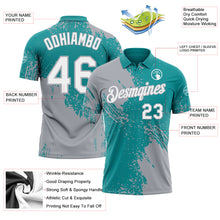 Load image into Gallery viewer, Custom Teal White-Gray Distressed Scratch Brush Stroke Performance Polo Shirt