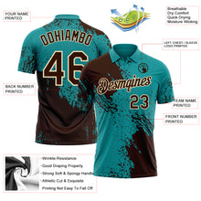 Load image into Gallery viewer, Custom Teal Brown-Cream Distressed Scratch Brush Stroke Performance Polo Shirt