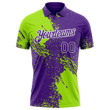 Charger l'image dans la galerie, Custom Purple Neon Green-White Distressed Scratch Brush Stroke Performance Polo Shirt
