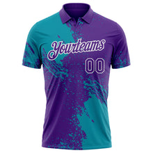 Загрузить изображение в средство просмотра галереи, Custom Purple Teal-White Distressed Scratch Brush Stroke Performance Polo Shirt