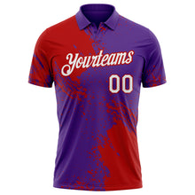 Load image into Gallery viewer, Custom Purple White-Red Distressed Scratch Brush Stroke Performance Polo Shirt
