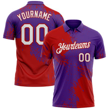 Load image into Gallery viewer, Custom Purple White-Red Distressed Scratch Brush Stroke Performance Polo Shirt