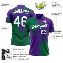 Load image into Gallery viewer, Custom Purple White-Kelly Green Distressed Scratch Brush Stroke Performance Polo Shirt