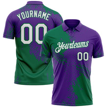 Load image into Gallery viewer, Custom Purple White-Kelly Green Distressed Scratch Brush Stroke Performance Polo Shirt