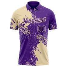 Загрузить изображение в средство просмотра галереи, Custom Purple-Cream Distressed Scratch Brush Stroke Performance Polo Shirt